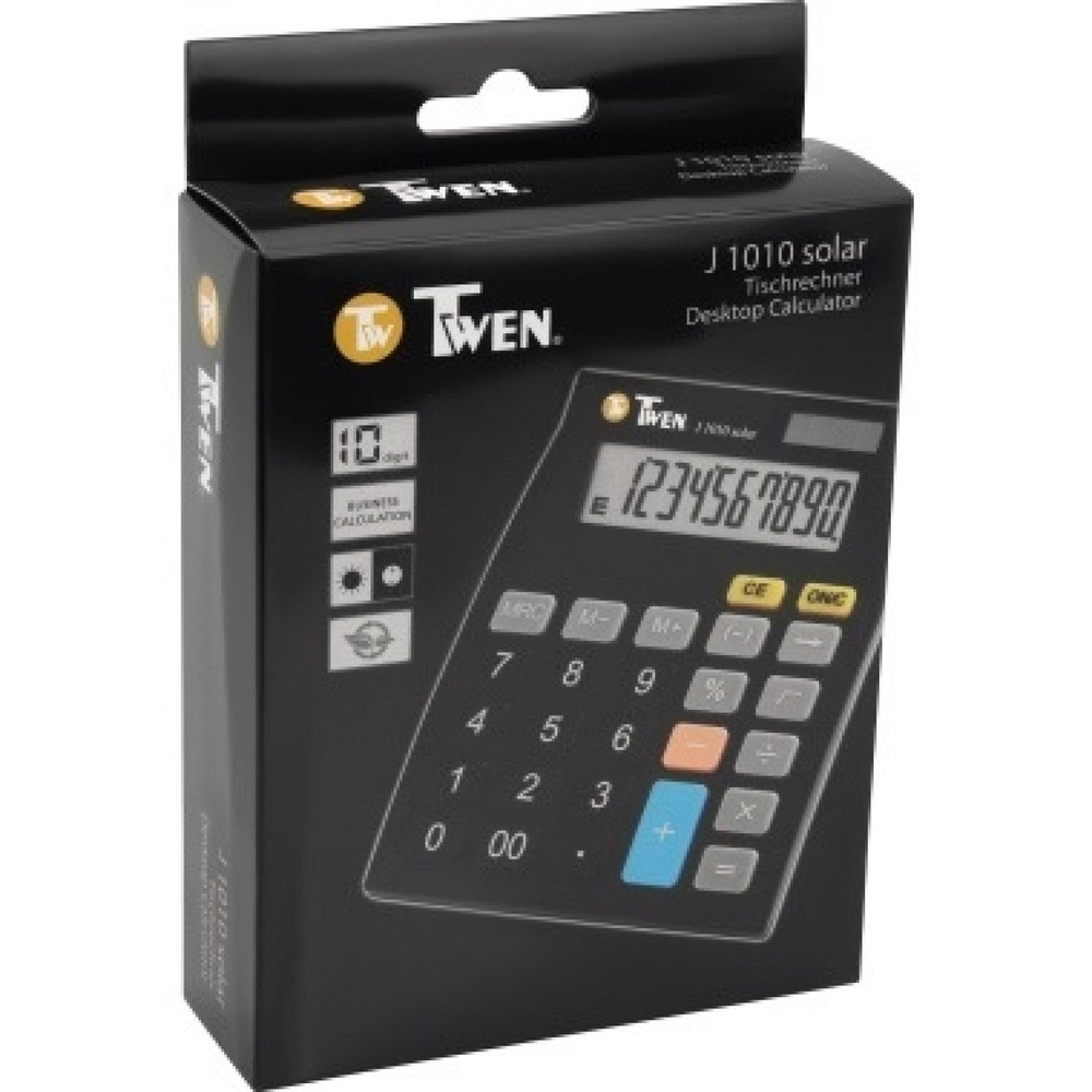 Produktabbildung: TWEN Tischrechner J-1010 10Zeichen Solar/Batterie