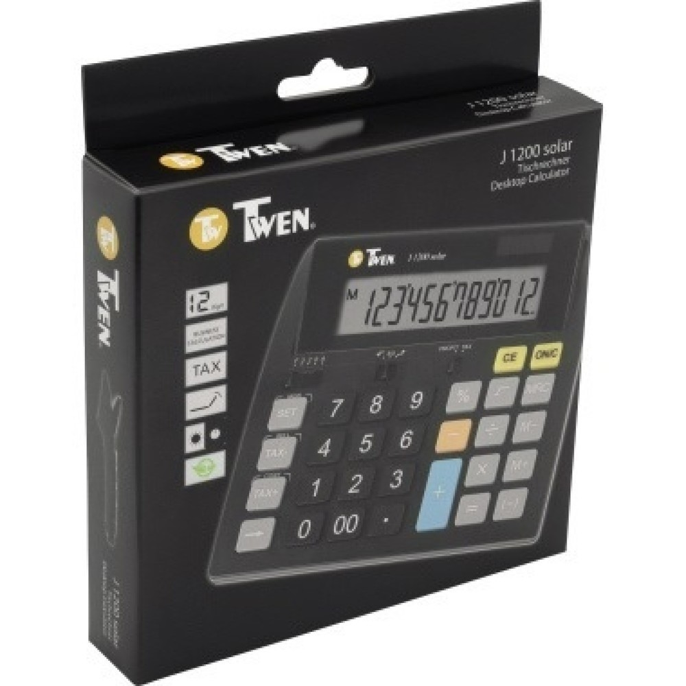 Produktabbildung: TWEN Tischrechner J-1200 12Zeichen Solar/Batterie