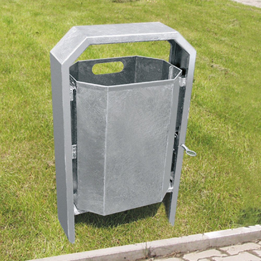 Produktabbildung: TKG Abfallbehälter, achteckig, Stahlblech, 40 Liter