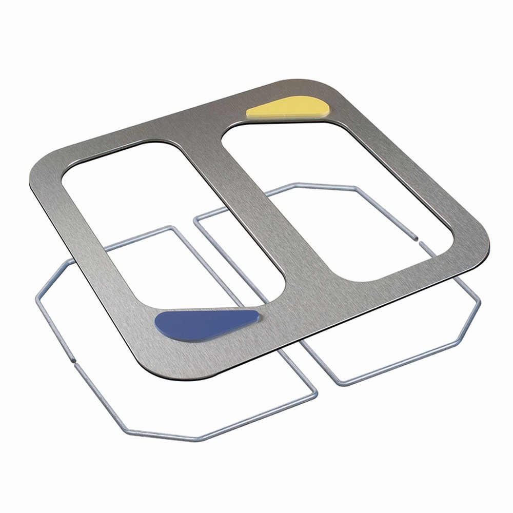 Produktabbildung: TKG Design-Abfall-Trennsystem PURE Deckel Silber Satin für Einzelbehälter, 2 Abfall-Einwurföffnungen
