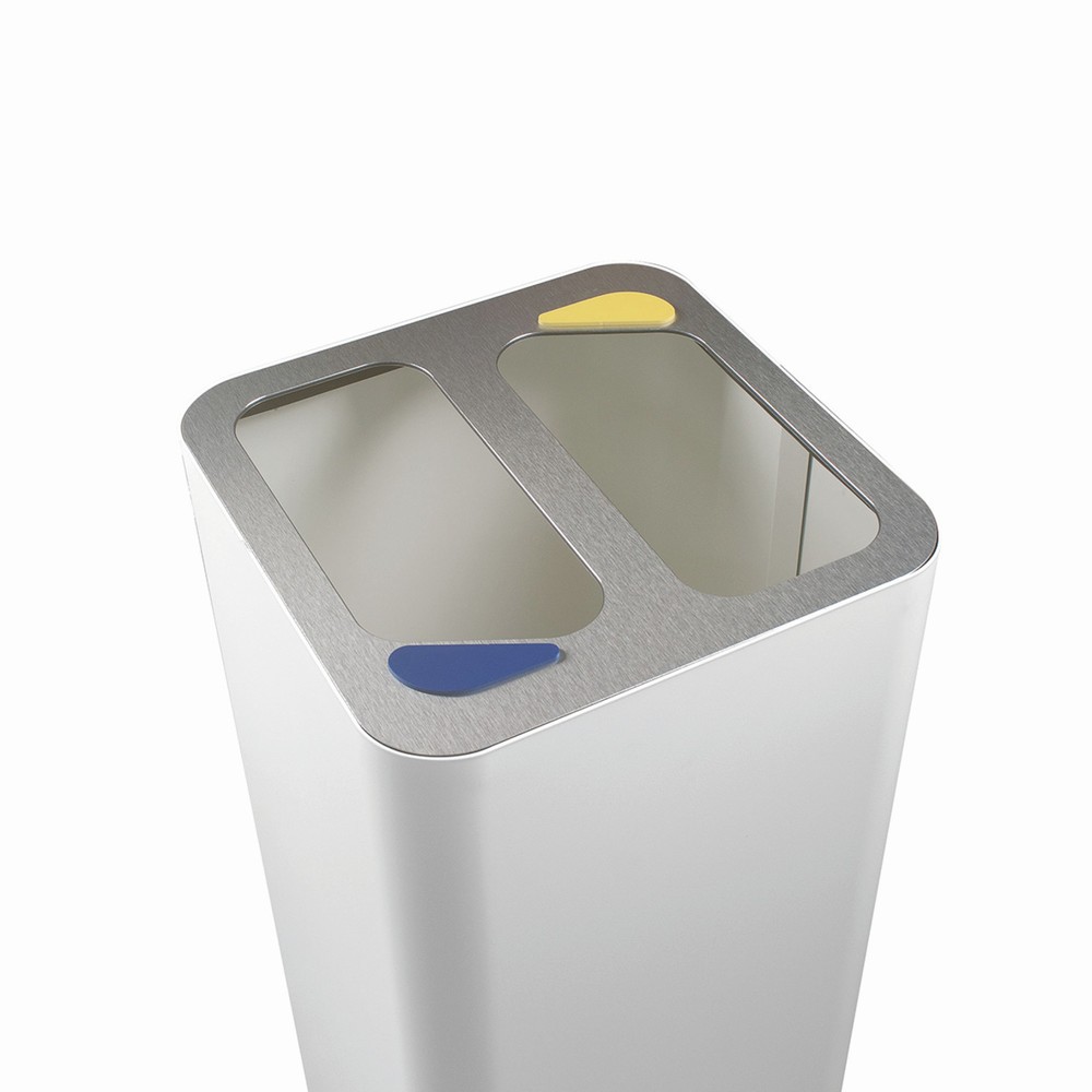 Produktabbildung Nr. 2: TKG Design-Abfall-Trennsystem PURE Deckel Silber Satin für Einzelbehälter, 2 Abfall-Einwurföffnungen