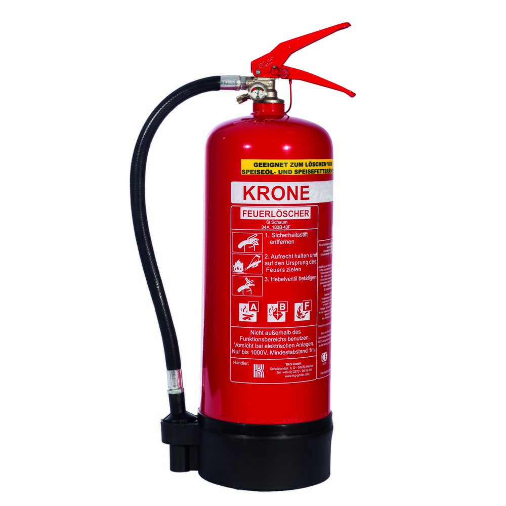TKG 6L Schaum Dauerdruck Feuerlöscher mit Fettbrand-Rating Produktabbildung: TKG 6L Schaum Dauerdruck Feuerlöscher mit Fettbrand-Rating