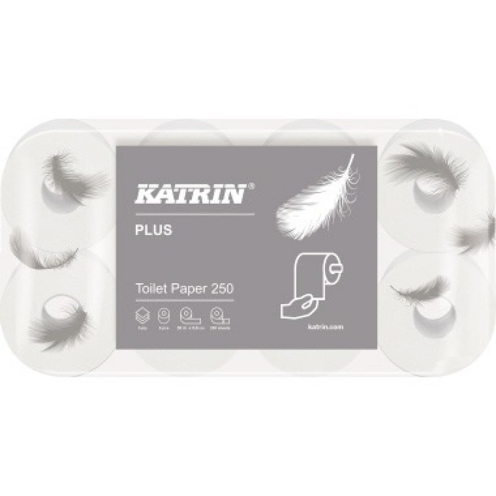 Produktabbildung: Katrin Toilettenpapier Plus 104872 3-lagig weiß 8 Rl./Pack.