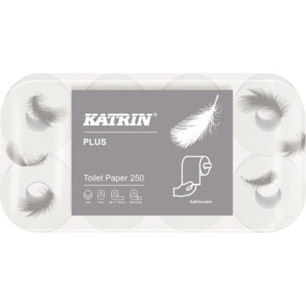 Katrin Toilettenpapier Plus 104872 3-lagig weiß 8 Rl./Pack. Produktabbildung: Katrin Toilettenpapier Plus 104872 3-lagig weiß 8 Rl./Pack.