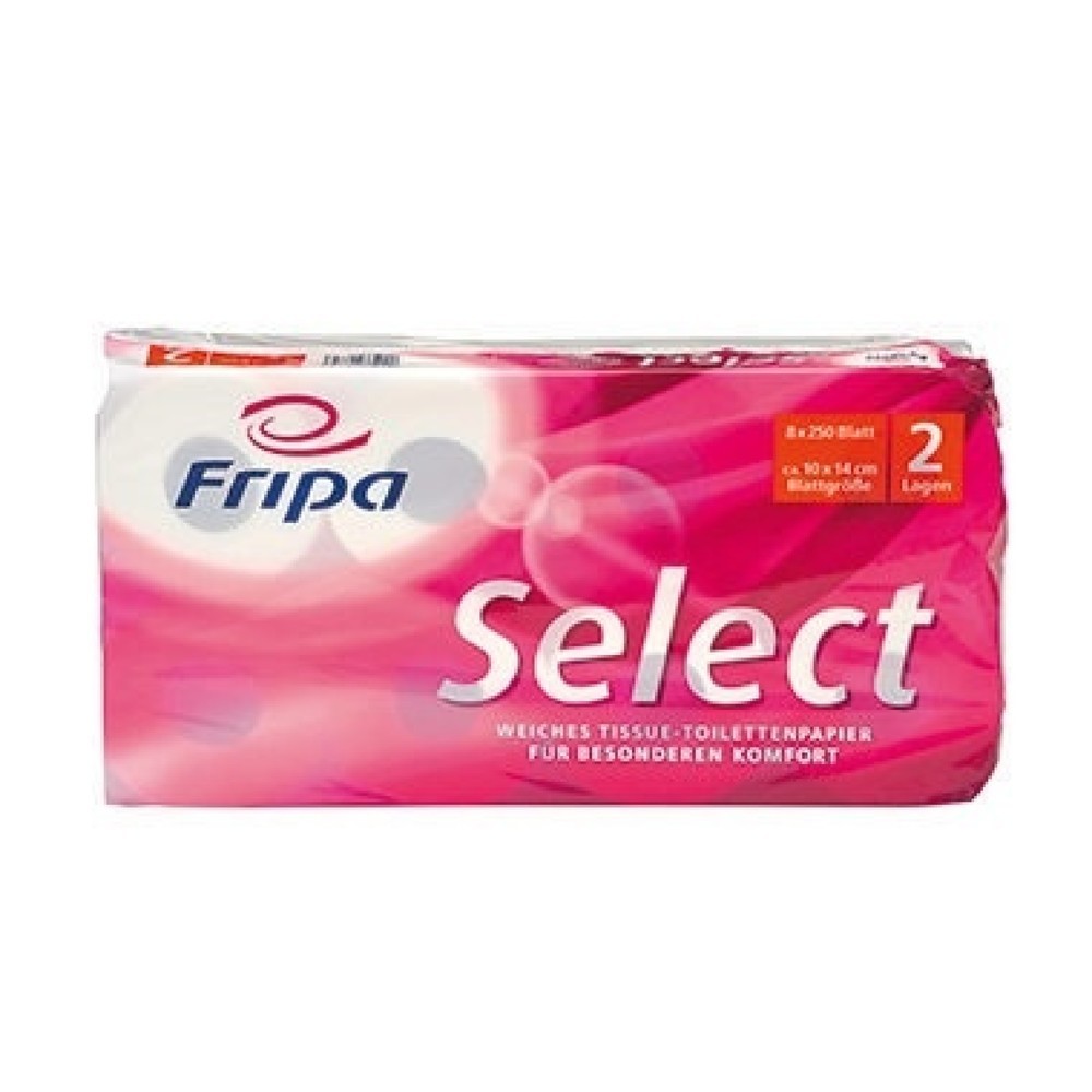 Produktabbildung: fripa Toilettenpapier Select 1020806 2-lagig weiß 8 Rl./Pack.