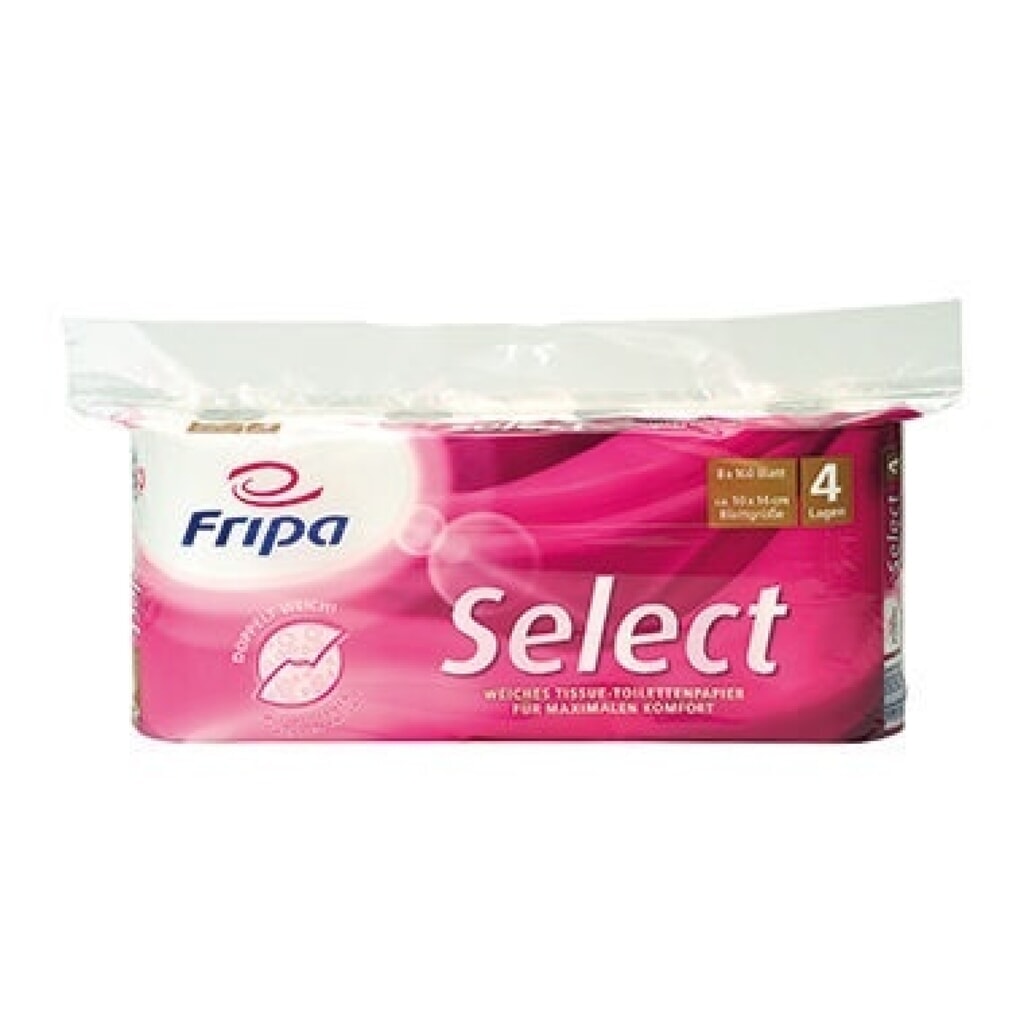 fripa Toilettenpapier Select 1040801 4-lagig weiß 8 Rl./Pack. Produktabbildung: fripa Toilettenpapier Select 1040801 4-lagig weiß 8 Rl./Pack.