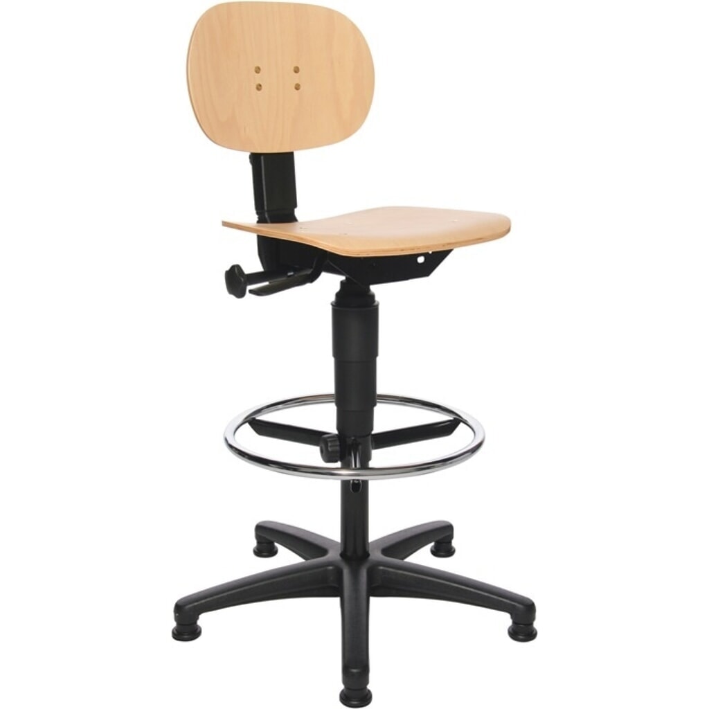 Topstar® Arbeitsdrehstuhl Tec 11, Buche, Bodengleiter + Fußring, 590-840 mm Produktabbildung: Topstar® Arbeitsdrehstuhl Tec 11, Buche, Bodengleiter + Fußring, 590-840 mm