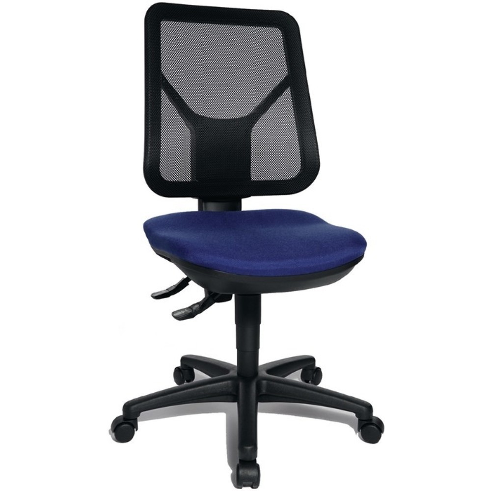 Produktabbildung: Topstar® Bürodrehstuhl, blau 430-510 mm, mit Lendenwirbelstütze, ohne Armlehnen Tragfähigkeit 110 kg