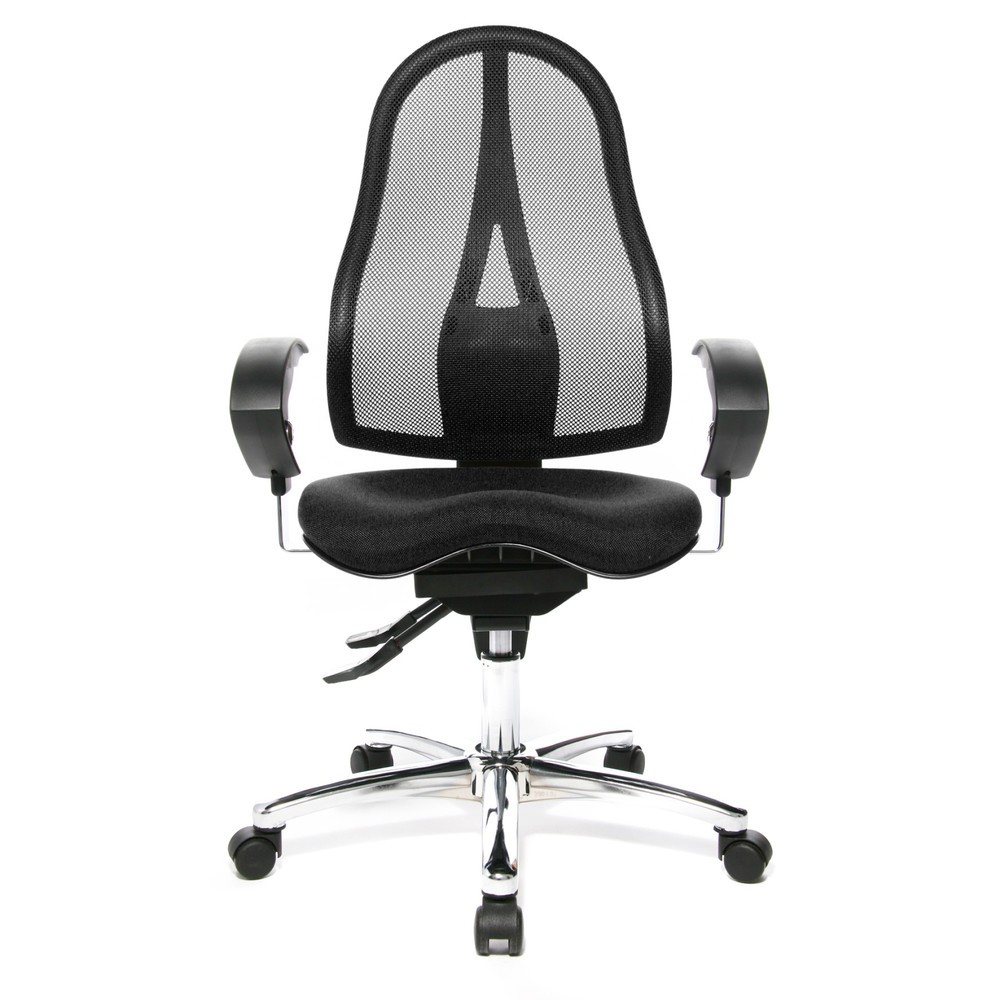 Produktabbildung: Topstar® Bürodrehstuhl Ortho 15, Netzrücken, höhenverstellbare Armlehnen, anthrazit