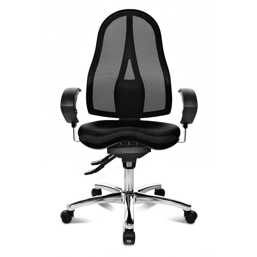 Topstar® Bürodrehstuhl Ortho 15, Netzrücken, höhenverstellbare Armlehnen, schwarz Produktabbildung: Topstar® Bürodrehstuhl Ortho 15, Netzrücken, höhenverstellbare Armlehnen, schwarz