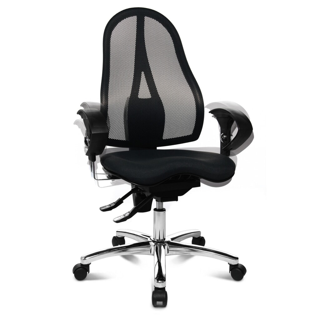 Topstar® Bürodrehstuhl Ortho 15, Netzrücken, höhenverstellbare Armlehnen, schwarz Produktabbildung Nr. 5: Topstar® Bürodrehstuhl Ortho 15, Netzrücken, höhenverstellbare Armlehnen, schwarz