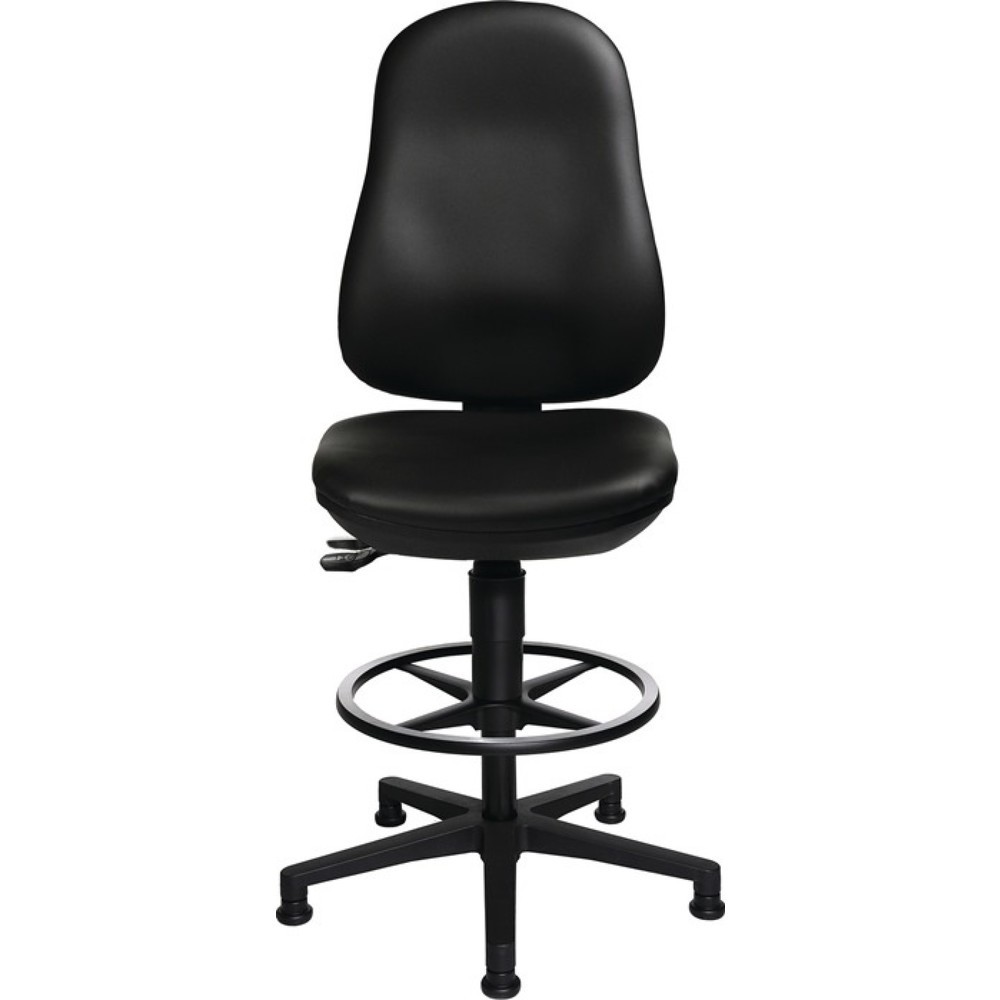 N° de l'image du produit 2 : Chaise de travail pivotante Topstar® Point 70 C, rembourrage similicuir noir, patins + anneau repose-pieds, 590-840 mm