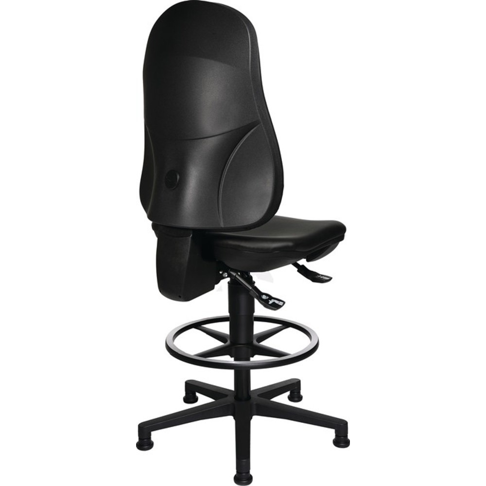 N° de l'image du produit 3 : Chaise de travail pivotante Topstar® Point 70 C, rembourrage similicuir noir, patins + anneau repose-pieds, 590-840 mm