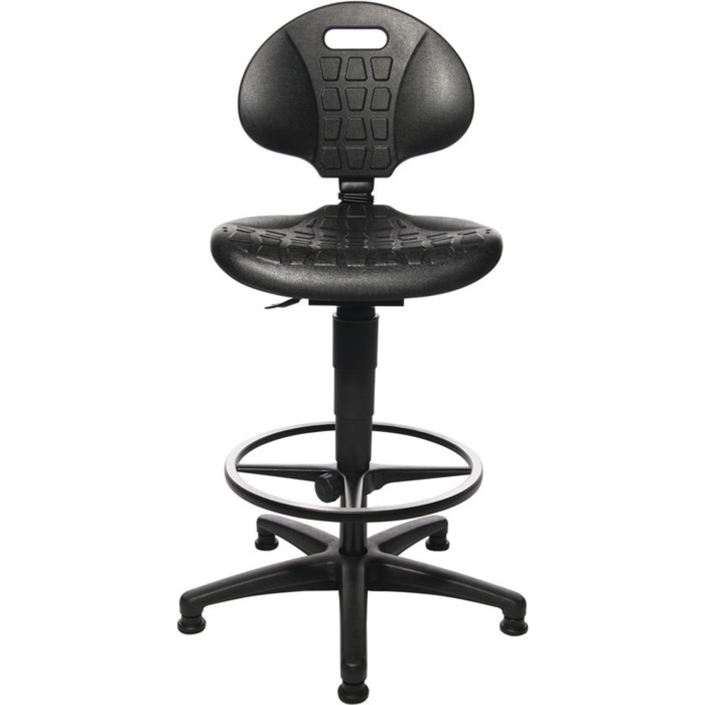 N° de l'image du produit 2 : Chaise de travail pivotante Topstar® Tec 20, mousse polyuréthane noir, patins + anneau repose-pieds, 590-840 mm