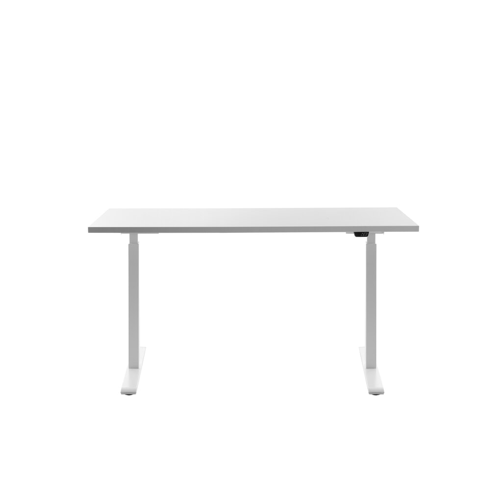 Topstar® Elektrisch höhenverstellbarer Schreibtisch E-Table, T-Fuß, BxT 1.400 x 600 mm, weiß/weiß Produktabbildung: Topstar® Elektrisch höhenverstellbarer Schreibtisch E-Table, T-Fuß, BxT 1.400 x 600 mm, weiß/weiß
