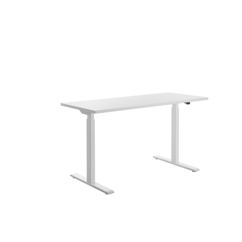 Produktabbildung Nr. 3: Topstar® Elektrisch höhenverstellbarer Schreibtisch E-Table, T-Fuß, BxT 1.400 x 600 mm, weiß/weiß