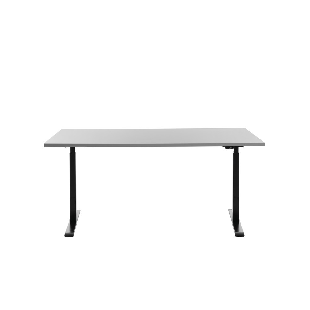 Produktabbildung: Topstar® Elektrisch höhenverstellbarer Schreibtisch E-Table, T-Fuß, BxT 1.600 x 800 mm, grau/schwarz