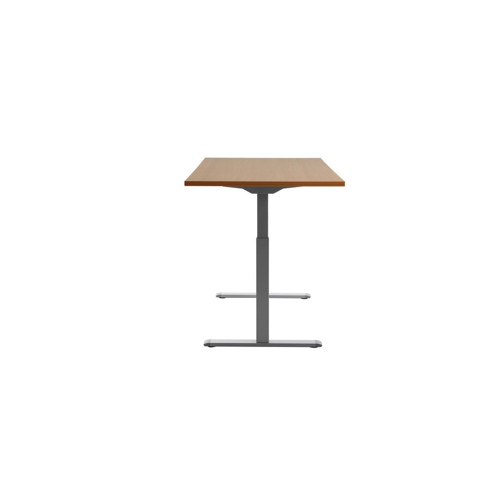 Produktabbildung Nr. 2: Topstar® Elektrisch höhenverstellbarer Schreibtisch E-Table, T-Fuß, BxT 1.600 x 800 mm, Buche/lichtgrau