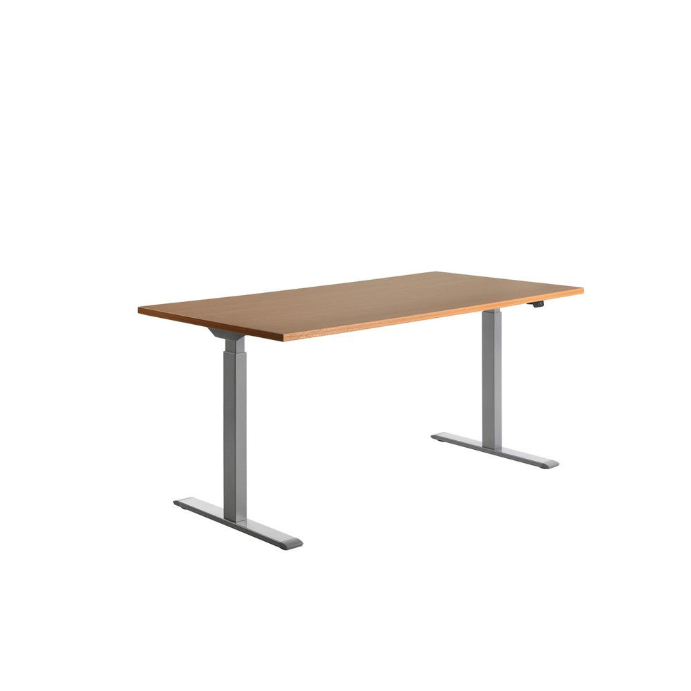 Produktabbildung Nr. 3: Topstar® Elektrisch höhenverstellbarer Schreibtisch E-Table, T-Fuß, BxT 1.600 x 800 mm, Buche/lichtgrau