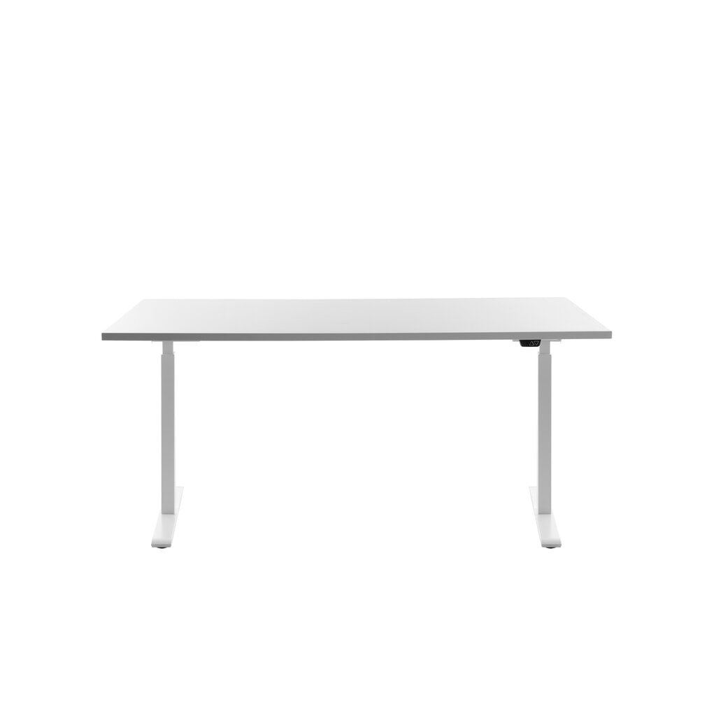 Produktabbildung: Topstar® Elektrisch höhenverstellbarer Schreibtisch E-Table, T-Fuß, BxT 1.600 x 800 mm, weiß/weiß