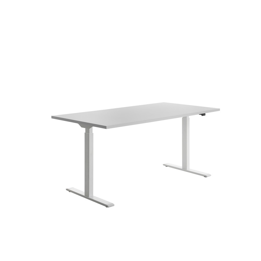 Produktabbildung Nr. 3: Topstar® Elektrisch höhenverstellbarer Schreibtisch E-Table, T-Fuß, BxT 1.600 x 800 mm, weiß/weiß