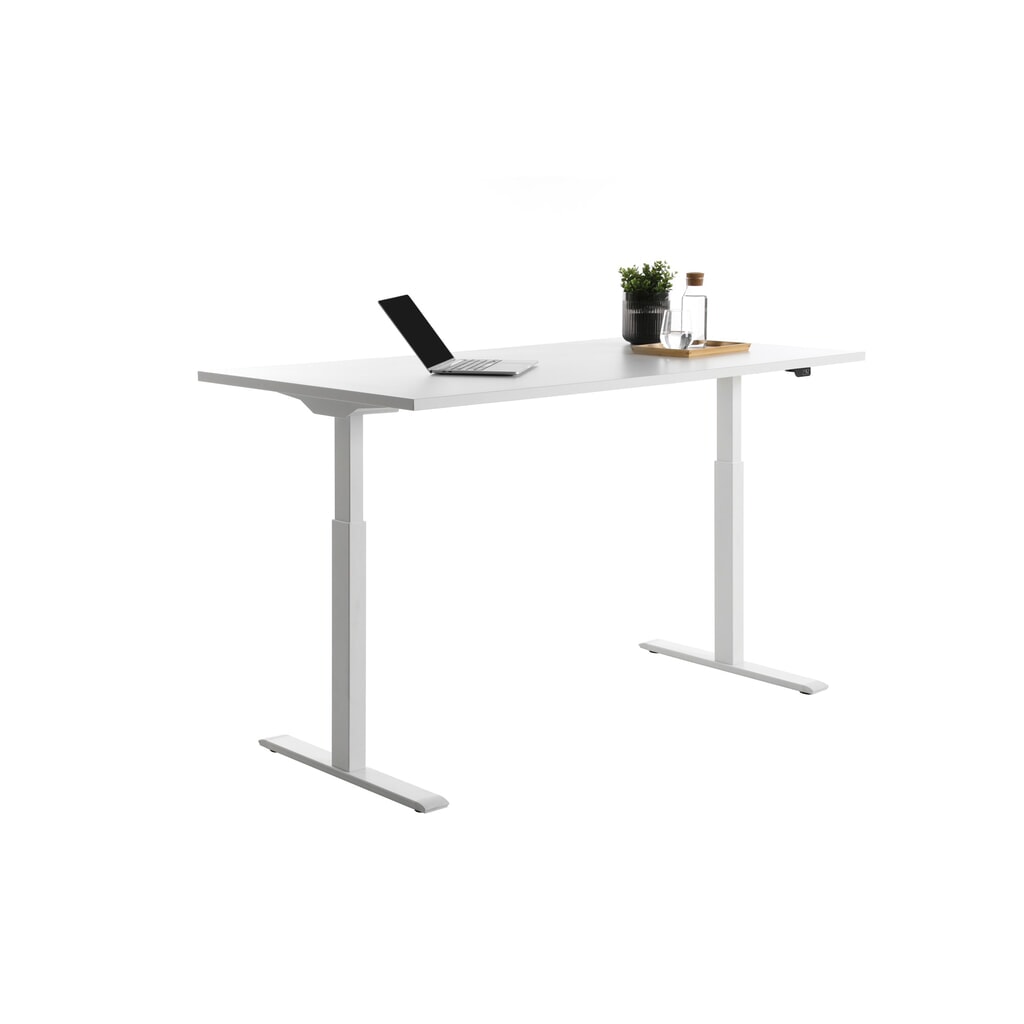 Topstar® Elektrisch höhenverstellbarer Schreibtisch E-Table, T-Fuß, BxT 1.600 x 800 mm, weiß/weiß Produktabbildung Nr. 4: Topstar® Elektrisch höhenverstellbarer Schreibtisch E-Table, T-Fuß, BxT 1.600 x 800 mm, weiß/weiß