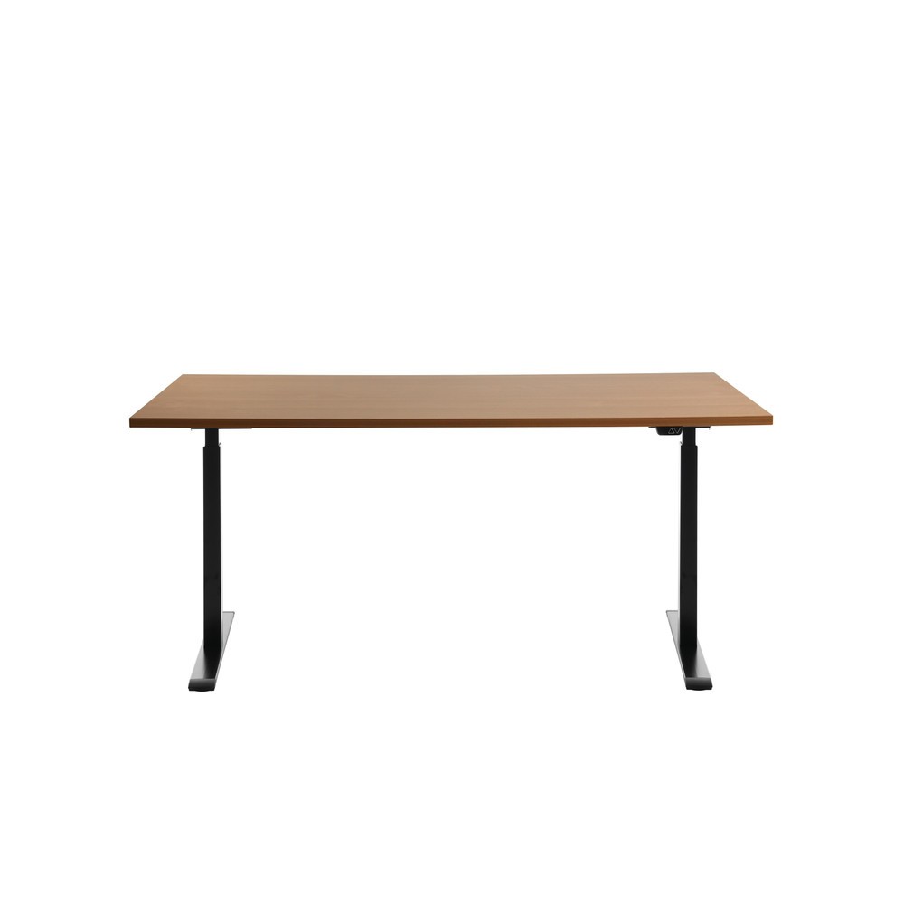 Produktabbildung Nr. 1: Topstar® Elektrisch höhenverstellbarer Schreibtisch E-Table, T-Fuß, BxT 1.600 x 800 mm, Buche/schwarz