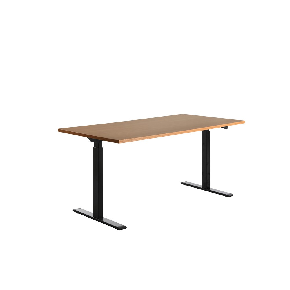 Produktabbildung Nr. 3: Topstar® Elektrisch höhenverstellbarer Schreibtisch E-Table, T-Fuß, BxT 1.600 x 800 mm, Buche/schwarz