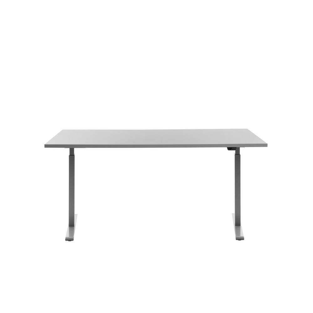 Produktabbildung Nr. 1: Topstar® Elektrisch höhenverstellbarer Schreibtisch E-Table, T-Fuß, BxT 1.600 x 800 mm, grau/lichtgrau