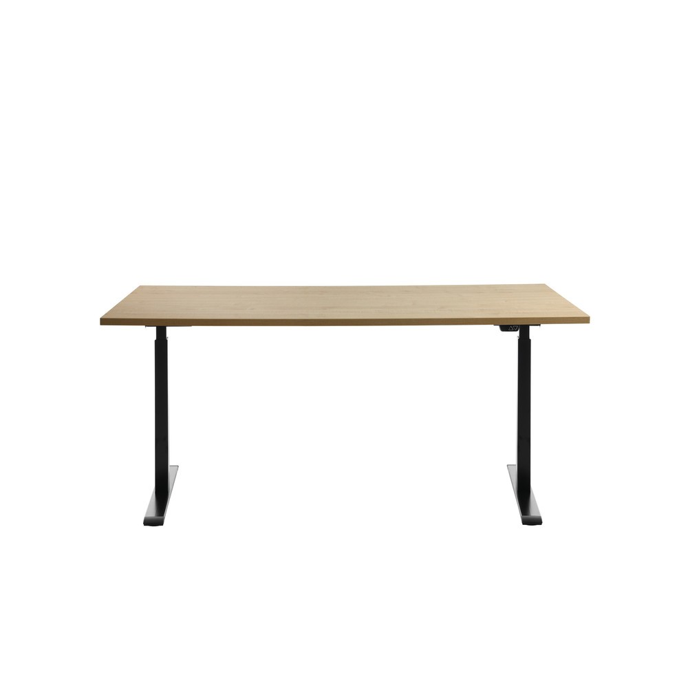 Produktabbildung Nr. 1: Topstar® Elektrisch höhenverstellbarer Schreibtisch E-Table, T-Fuß, BxT 1.600 x 800 mm, Ahorn/schwarz
