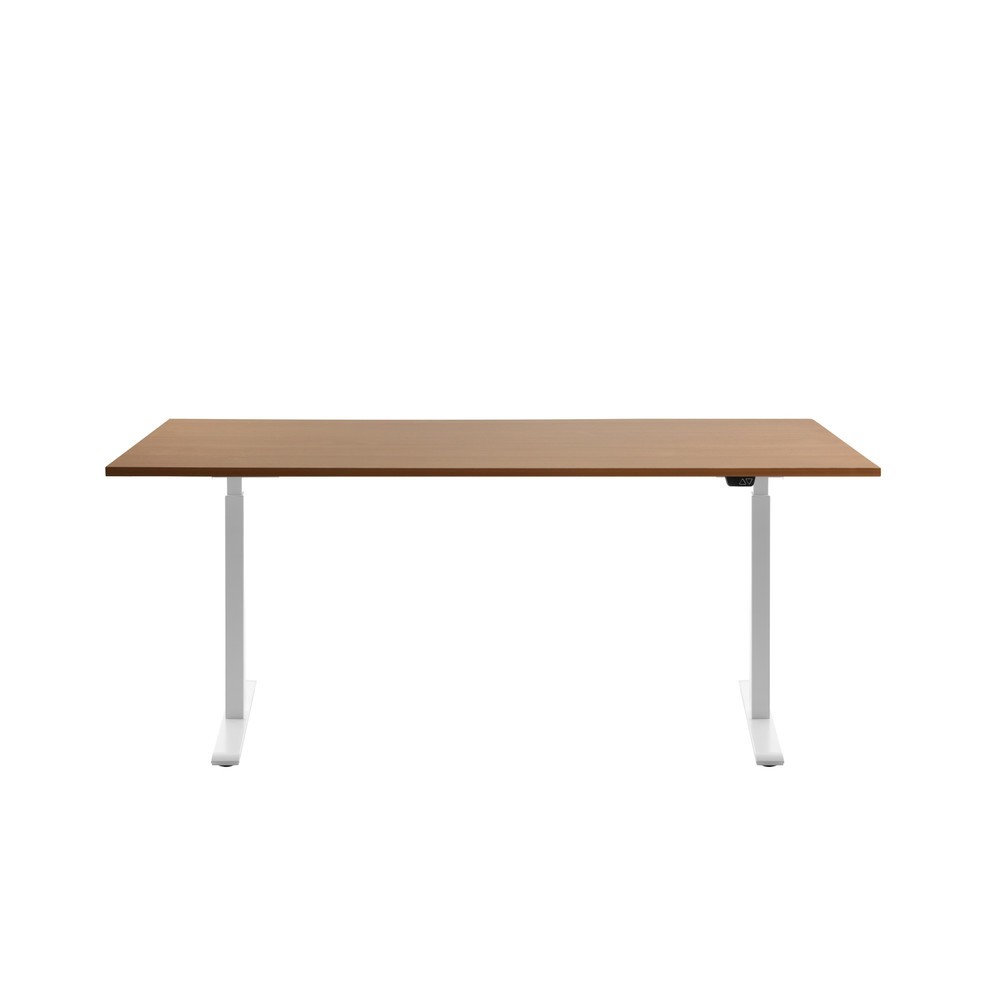 Produktabbildung Nr. 1: Topstar® Elektrisch höhenverstellbarer Schreibtisch E-Table, T-Fuß, BxT 1.800 x 800 mm, Buche/weiß
