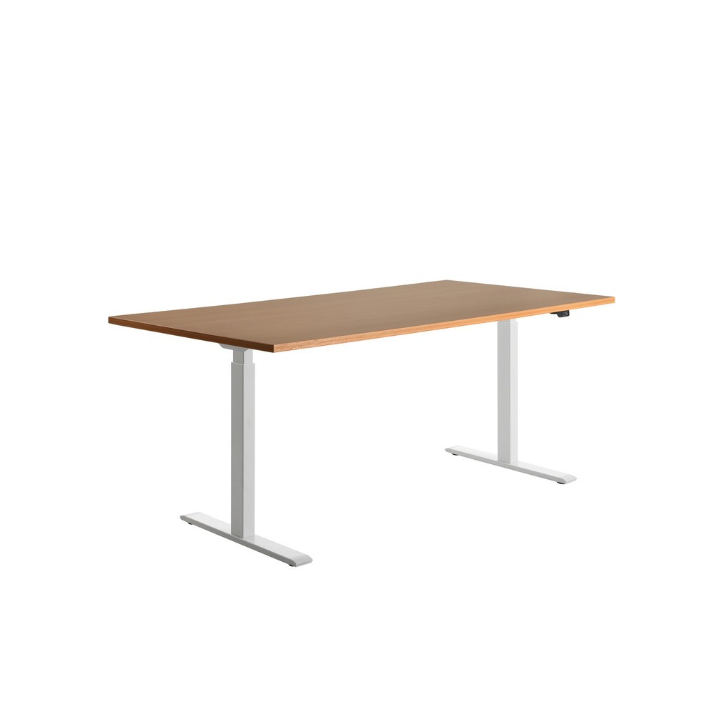 Produktabbildung Nr. 3: Topstar® Elektrisch höhenverstellbarer Schreibtisch E-Table, T-Fuß, BxT 1.800 x 800 mm, Buche/weiß