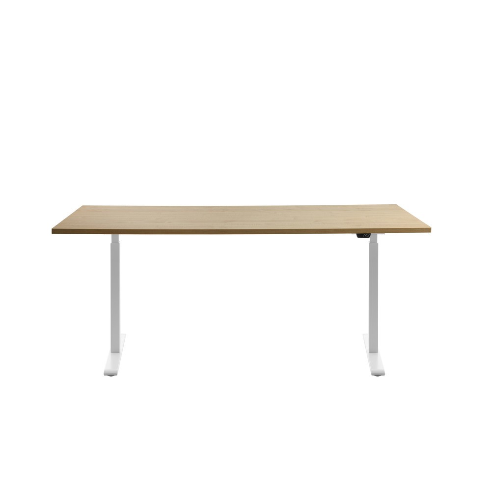 Produktabbildung Nr. 1: Topstar® Elektrisch höhenverstellbarer Schreibtisch E-Table, T-Fuß, BxT 1.800 x 800 mm, Ahorn/weiß