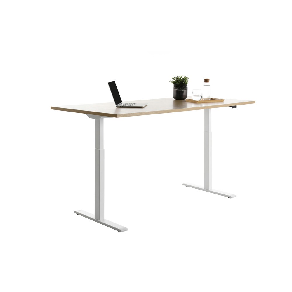 Produktabbildung Nr. 4: Topstar® Elektrisch höhenverstellbarer Schreibtisch E-Table, T-Fuß, BxT 1.800 x 800 mm, Ahorn/weiß
