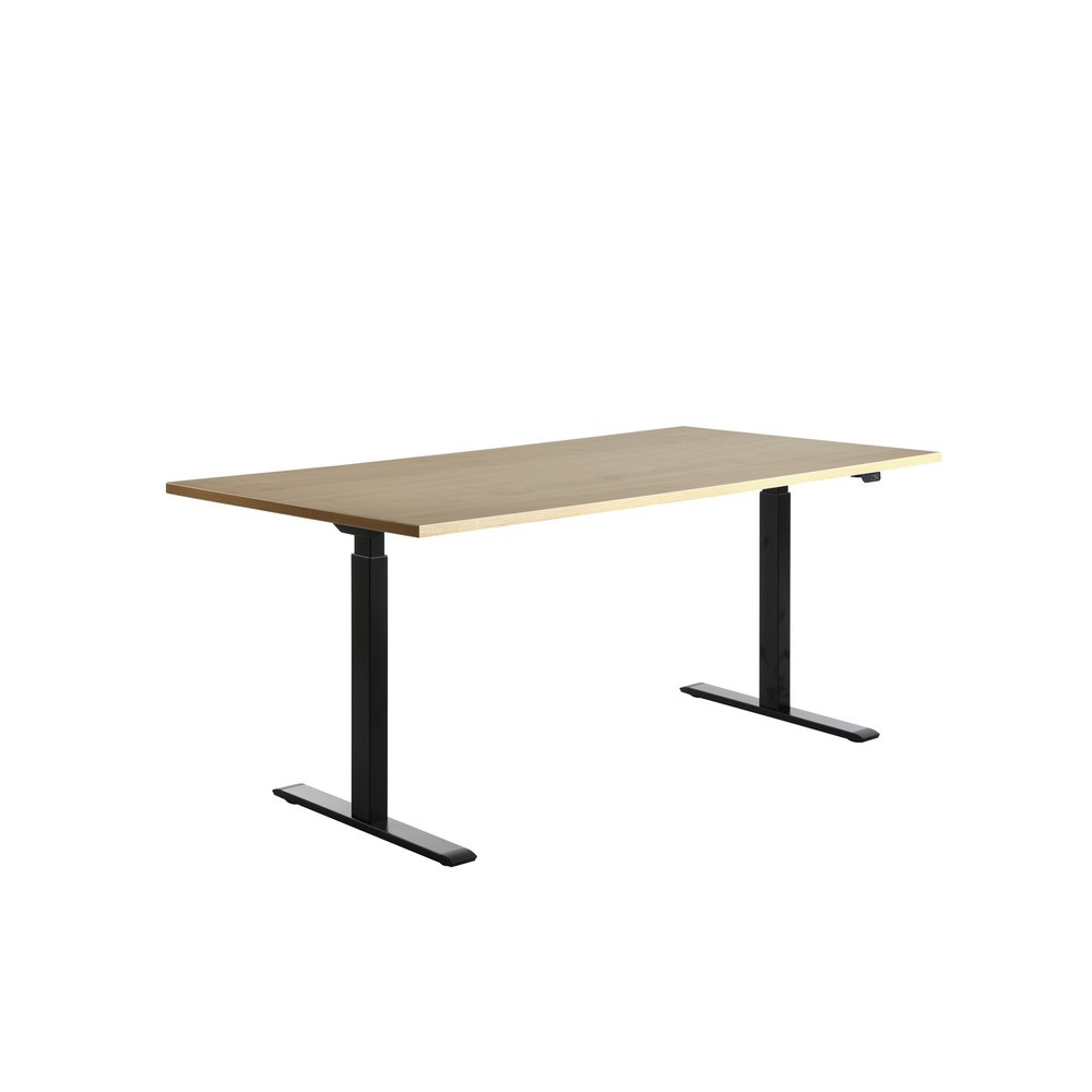 Produktabbildung Nr. 3: Topstar® Elektrisch höhenverstellbarer Schreibtisch E-Table, T-Fuß, BxT 1.800 x 800 mm, Ahorn/schwarz