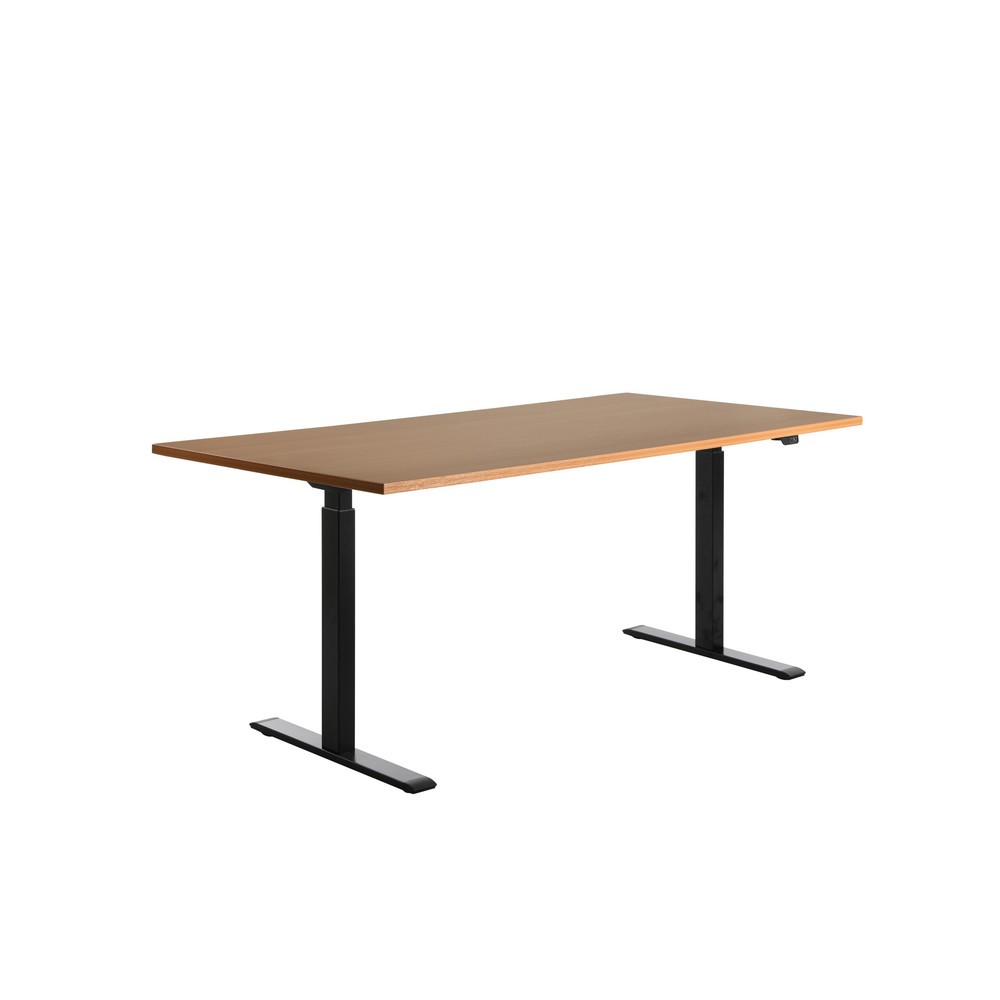 Produktabbildung Nr. 3: Topstar® Elektrisch höhenverstellbarer Schreibtisch E-Table, T-Fuß, BxT 1.800 x 800 mm, Buche/schwarz