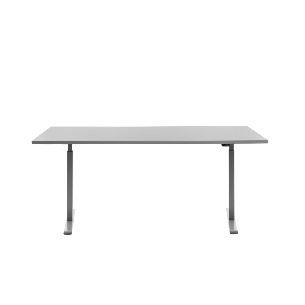 Produktabbildung: Topstar® Elektrisch höhenverstellbarer Schreibtisch E-Table, T-Fuß, BxT 1.800 x 800 mm, grau/lichgrau