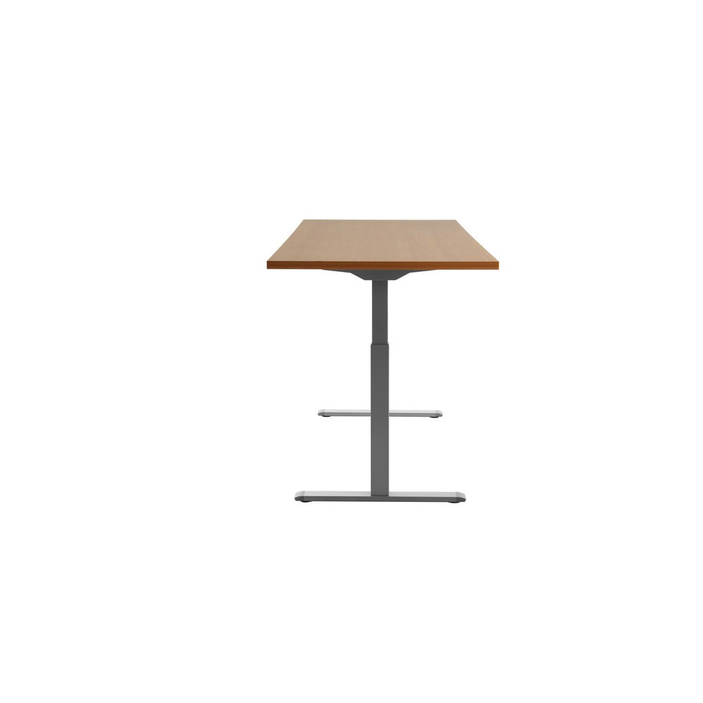 Produktabbildung Nr. 2: Topstar® Elektrisch höhenverstellbarer Schreibtisch E-Table, T-Fuß, BxT 1.800 x 800 mm, Buche/lichtgrau