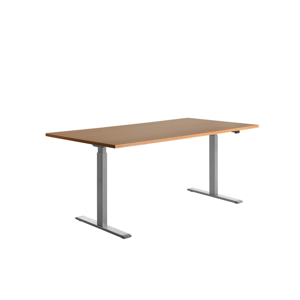 Produktabbildung Nr. 3: Topstar® Elektrisch höhenverstellbarer Schreibtisch E-Table, T-Fuß, BxT 1.800 x 800 mm, Buche/lichtgrau