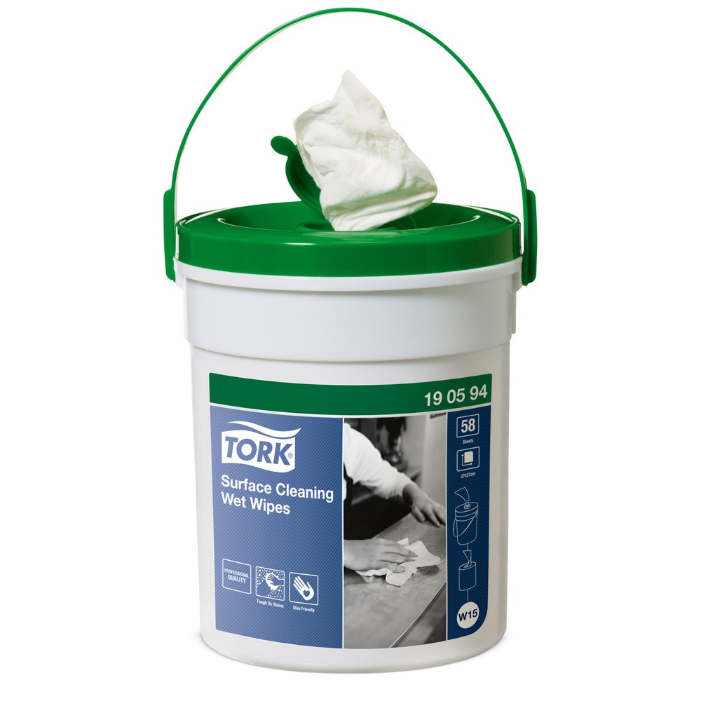Product afbeelding: TORK® bedekking tereinigingsdoeken, in dispenser emmer, 58 doeken