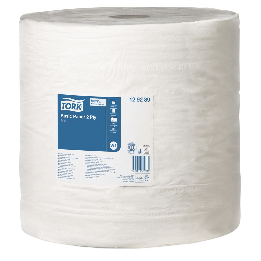 Produktabbildung: TORK® Wischtücher Standard, HxB 340 x 370 mm, 1 Rolle, weiß
