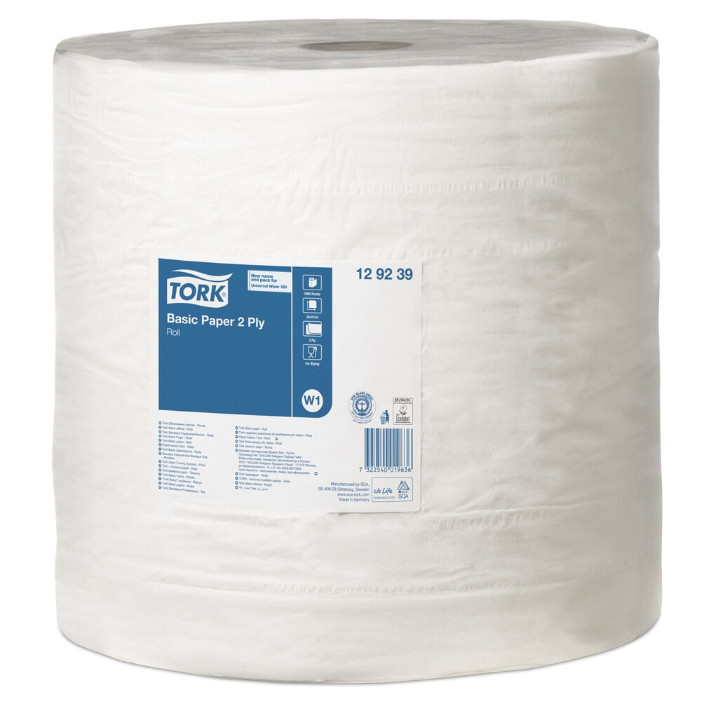 Produktabbildung: TORK® Wischtücher Standard, HxB 340 x 370 mm, 1 Rolle, weiß