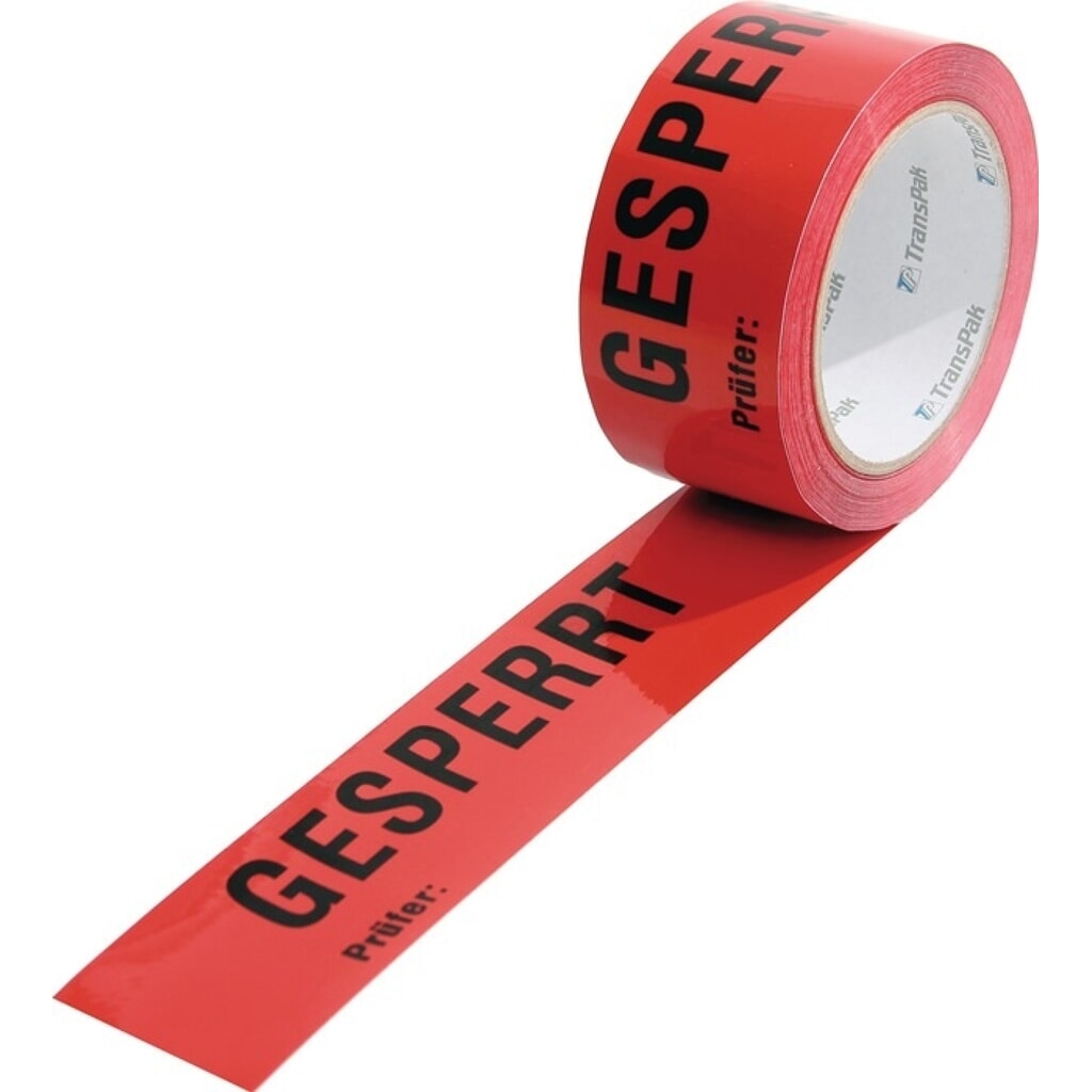 TRANSPAK Warnklebeband PP, Länge 66 m, Breite 50 mm, Gesperrt, Rolle, rot Produktabbildung: TRANSPAK Warnklebeband PP, Länge 66 m, Breite 50 mm, Gesperrt, Rolle, rot