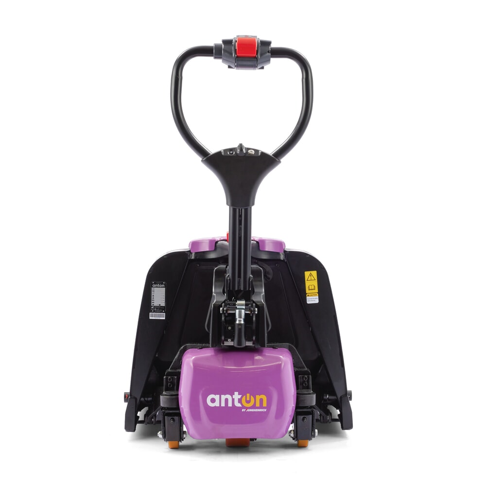 N° de l'image du produit 3 : Transpalette électrique AntOn by Jungheinrich PTL 1.5 avec roues de support, extra-large pour palettes spéciales, capacité de charge 1 500 kg, longueur de fourche 1.150 mm