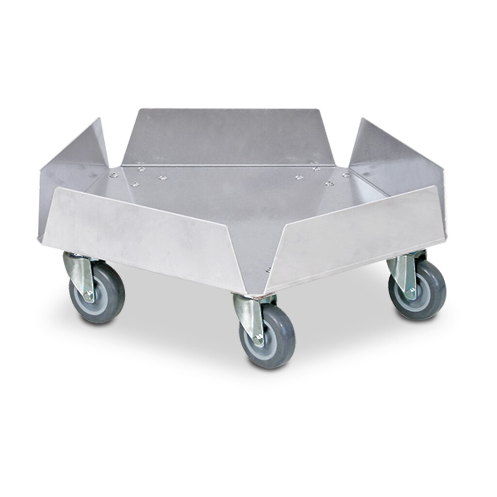 Transportroller für Rundtonnen bis 100 Liter, TK 250 kg, Aluminium Produktabbildung: Transportroller für Rundtonnen bis 100 Liter, TK 250 kg, Aluminium