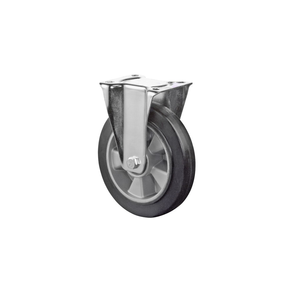 Product afbeelding: Transportwiel elastisch rubber, zwart, bokwiel, kogellager, plaat, Ø x breedte 100 x 40 mm, draagvermogen 150 kg