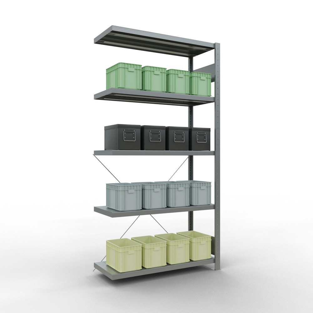 N° de l'image du produit 3 : Travée auxiliaire pour kit complet de rayonnage à tablettes SCHULTE, système enfichable, charge par tablette 250 kg, haut. x larg. x prof. 2 000 x 1 000 x 400 mm