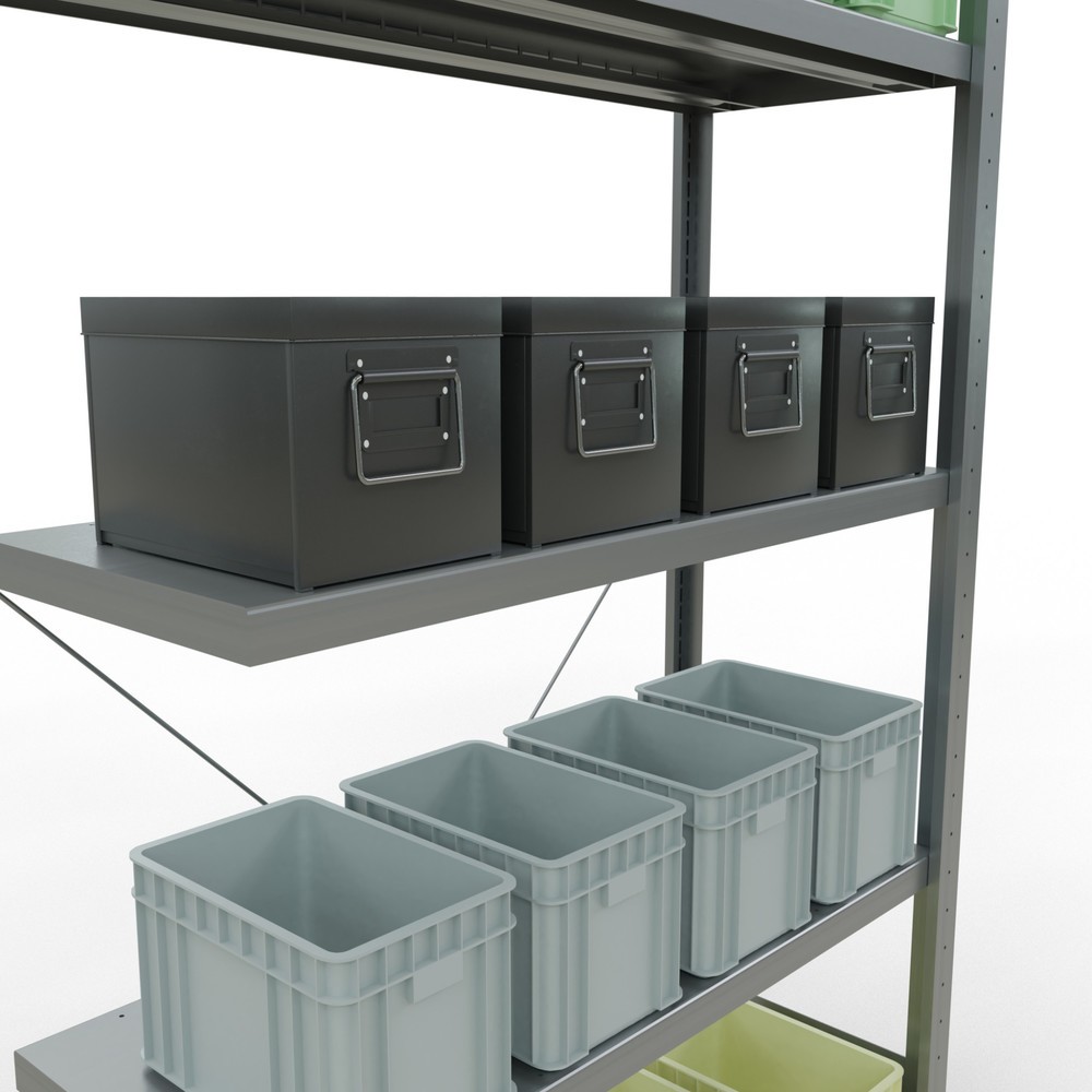 N° de l'image du produit 4 : Travée auxiliaire pour kit complet de rayonnage à tablettes SCHULTE, système enfichable, charge par tablette 250 kg, haut. x larg. x prof. 2 000 x 1 000 x 400 mm