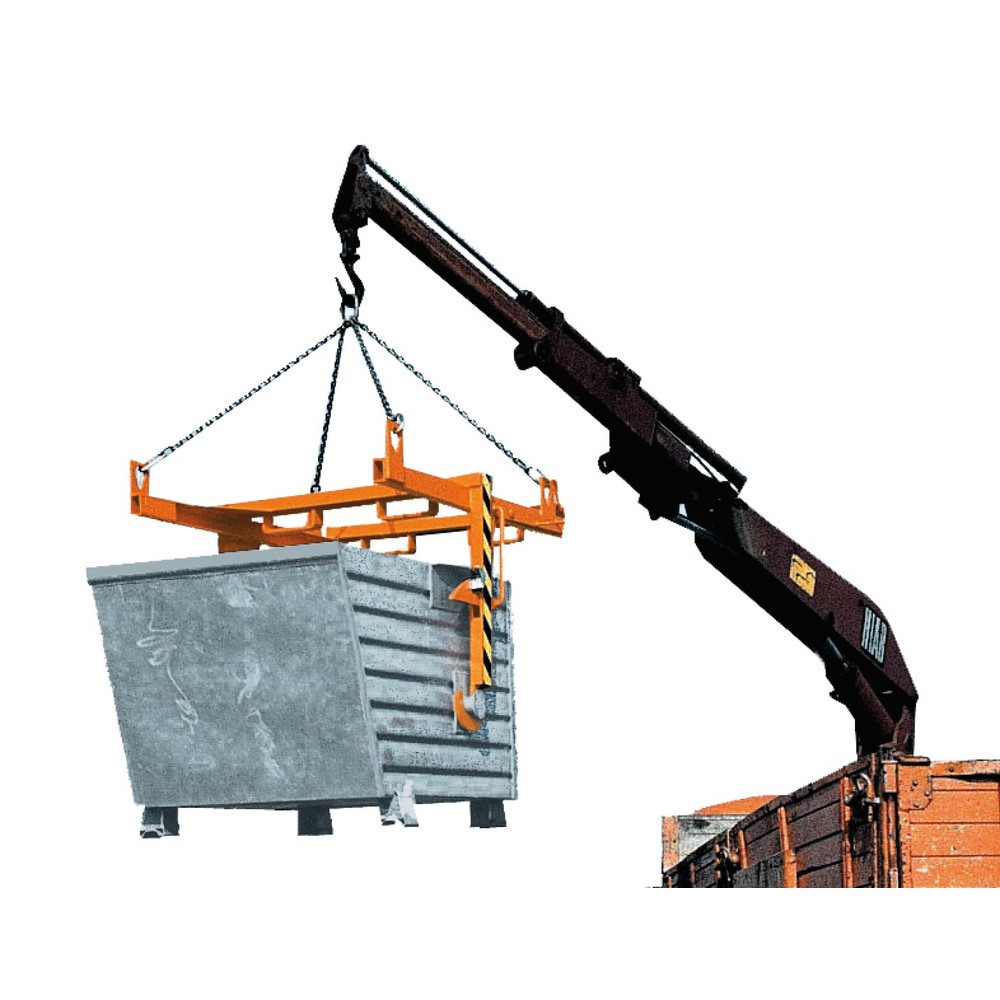 N° de l'image du produit 2 : Traverse type BKT pour benne basculante empilables Bauer®, TK 2 000 kg, volumes 0,9 m³, RAL 2000 jaune-orange