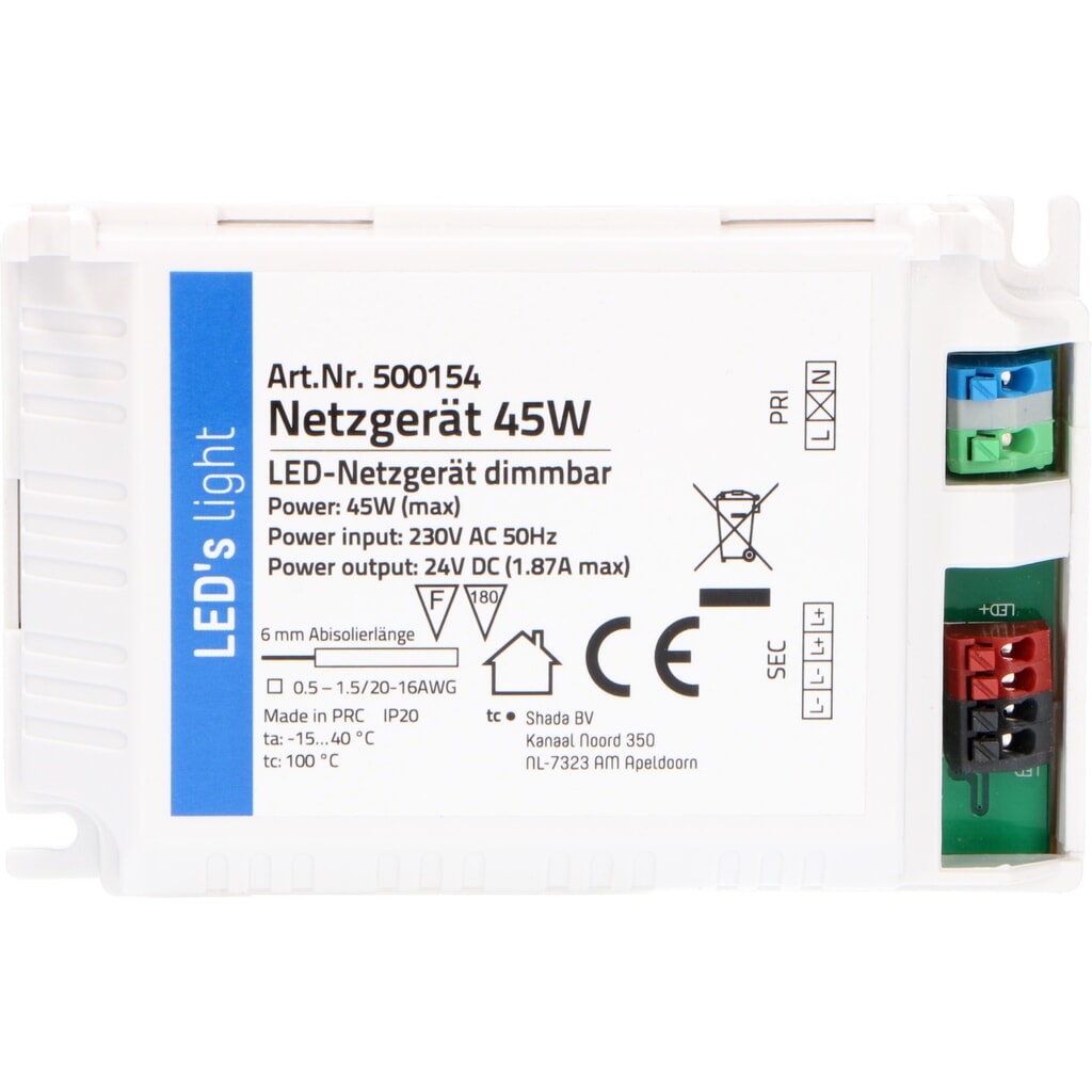 Treiber für LED Lichtband - 45W 24V - weiß - dimmbar Produktabbildung: Treiber für LED Lichtband - 45W 24V - weiß - dimmbar
